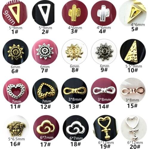 50pcs/pack Japan 3D Nail Art Decorations Metal Nail Accessories Alloy Cloud Heart Bow Nail Parts DIY Charm Alloy Nail Supplies