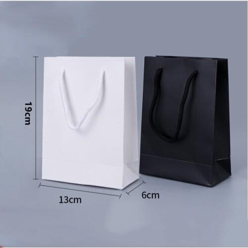 5pcs/lot Blank Kraft Paper Bag Clothing Advertising Shopping Bag Wholesale Gift Packaging Bag with Handle 13x6x19cm