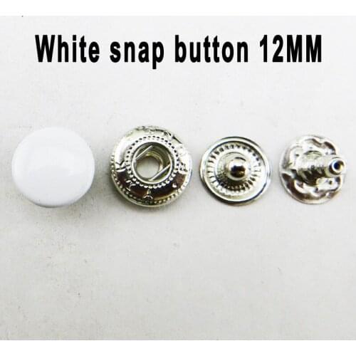 50PCS 12MM metal WHITE snap buttons sewing decorative garment clothes accessory round snaps button SMB-0001