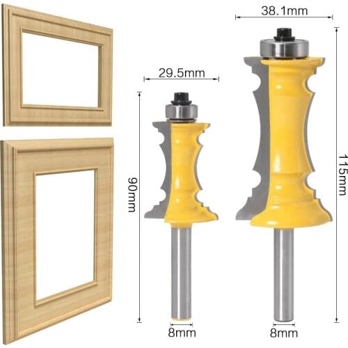 2 Pieces 8mm Shank Drawer Face Frame Panel Router Bits Set Armrest Knife Wood Cabinet Kitchen Door Milling Cutters Kit