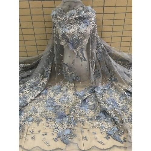 African Lace Fabric High Quality Lace J-218685 Tullle Lace Fabric French Beads Lace Fabric For Party Beads