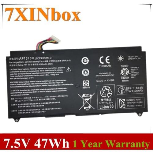 7XINbox 7.5V 47Wh 6280mAh AP13F3N Laptop Battery For Acer Aspire S7-392 Ultrabook Series 2ICP4/63/114-2