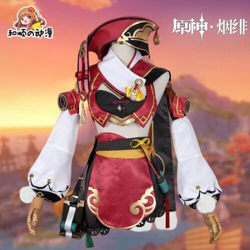 The Anime Game Genshin Impact cos Yan Fei Cosplay costume girl with cute style and beautiful cosplay costume