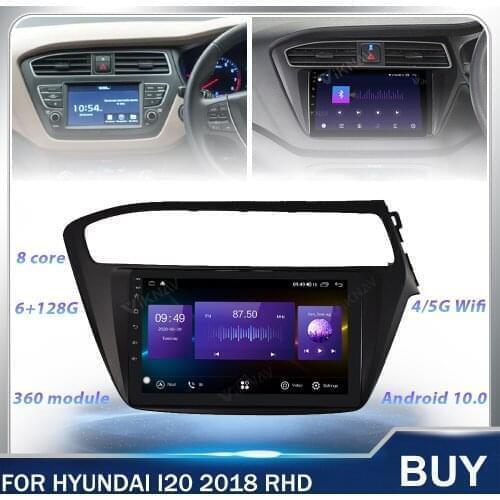 2 Din Car Radio For Hyundai I20 RHD 2018 GPS Navigation Android Head Unit Car stereo Multimedia Player Touch Screen 128g