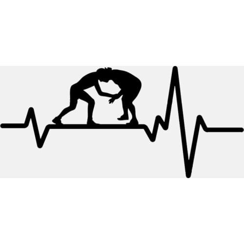 Wrestling Greco Roman Grappling Heartbeat Car Sticker Waterproof Decal for Laptop Truck Motorcycles Auto PVC,15cm*7cm