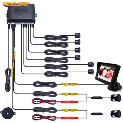 Car Monitor 6-Sensor Parking Sensor Camera Dual Video Rearview Parking System #HQ1989