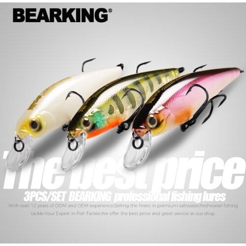 BEARKING Squad Minnow 3pcs per set 95mm 14.8g 65mm 6g Tungsten weight system SP fishing lures assorted colors wobbler crank bait