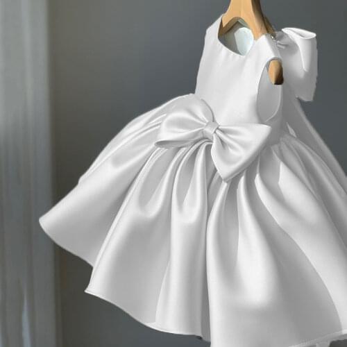 Newborn Princess Bownot Dress 1 Year Birthday Baby Girl Tutu Christening Gown Toddler Wedding Baptism Clothes Infant Party Wear