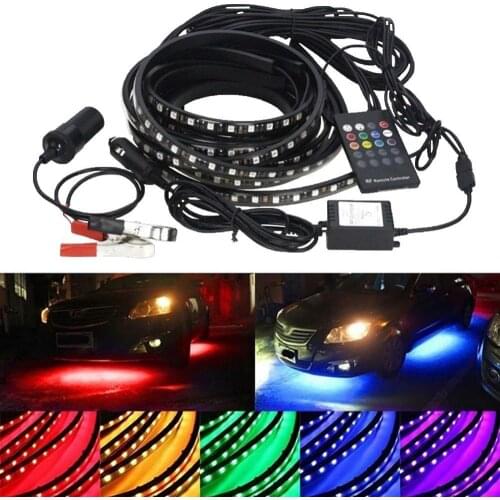 Wireless Remote Sound Control RGB LED Strip Car Underbody Atmospheres Neon Light