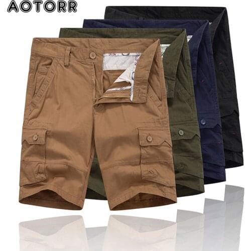 2021 Summer Men Fashion Military Cargo Pocket Pants Male Casual Knee Length Shorts Cotton Tactical Short Pants Loose Large Size