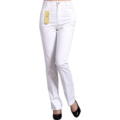 2021 Spring Autumn Pants Women 100% Cotton Plus Size Pant High Waist Casual Pants Straight Pants For Women