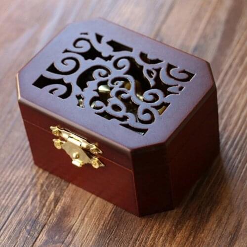 Square Shape Wood Carved Mechanism Musical Box Gift for Christmas/Birthday/Valentines Day