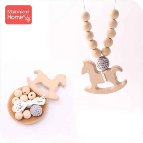 Mamihome 1se Baby Wooden Teether Animal Pendant Diy For Nursing Bracelets Necklace Bpa Free Beech Rodent Wooden Blank Beads Toys