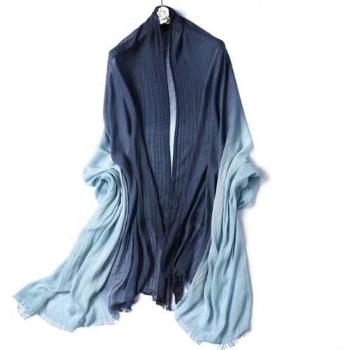 Design New Cotton Women Scarf Spring-Autumn Hijab Large Gradient Print Shawl Wraps Foulard Femme Bandana Pashmina Trend Kerchief