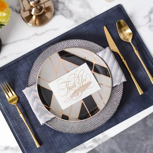 Golden Code Black and White Gold Bars Porcelain Tableware Set Plate Tableware Dinnerware Tableware Cutlery Glass Dinner Service