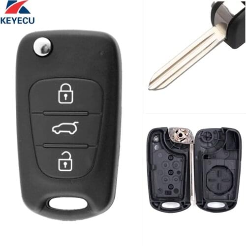 KEYECU Flip Remote Car Key Shell Case Fob 3 Buttons for Kia Soul Cerato Koup Sportage Rio Sorento 2010 2011 2012 2013 2014