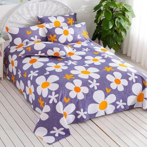 2021 New Product Blue Flower Sheet Set Soft Bed Cover Pillowcases Flat Bed Sheets Single/King/Queen Size ( With Pillowcase)