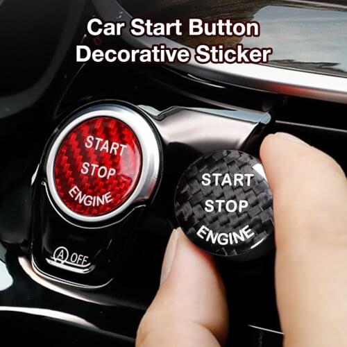 Car Red Carbon Fiber Decorative Sticker Start Stop Button Cap Sticker Self-adhesive Tape For BMW 1 2 3 4 5 6 7 X3 X4 X5 X6