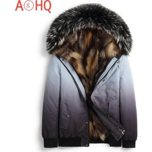 Hooded Jacket Men Clothing Winter Clothes Real Fox Fur Coat Male Zipper Jackets Mens Parka Warm Chaqueta Hombre LXR921