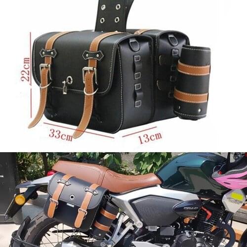 Left Right Universal PU Leather Motorcycle Saddlebag Side Tool Luggage package Saddle for Honda/Suzuki/Kawasaki/Yamaha