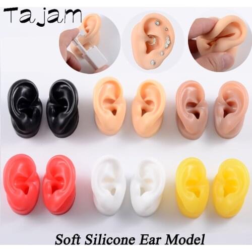 Ear Model Soft Silicone 1:1 for Ear Human Ear Model Tattoo Piercing Practice Show Earring Tools Jewelry Ear Studs Display