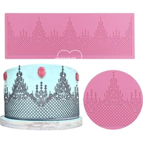 Mom&Pea GX136 Free Shipping Silicone Lace Mold Big Size Cake Decoration Fondant Cake 3D Mold Food Grade Silicone Mould