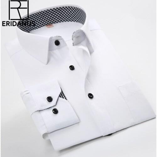 2016 Men Casual Shirts Spring New Arrival Business Slim Fitness Patchwork Plaid Collar Long Sleeve Man Social Dress Shirt M032