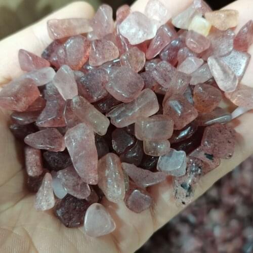 Natural polished strawberry quartz tumbled gemstones crystal gravel stone for home decor