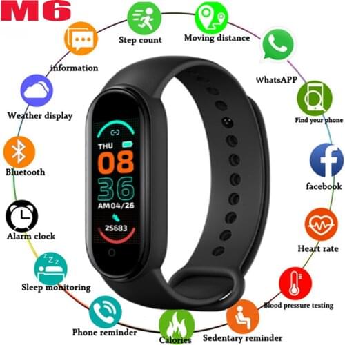 2021 New M6 plus smart bracelet smart bracelet MI6smart bracelet heart rate activity tracker fitness smart watch PK M5 M4 M3 B57