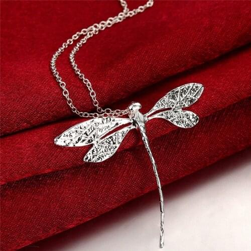 New Style 925 Sliver Dragonfly Pendant Necklace Fashion Jewelry For Women Daily Party Accessoried Engagement Trendy Gift