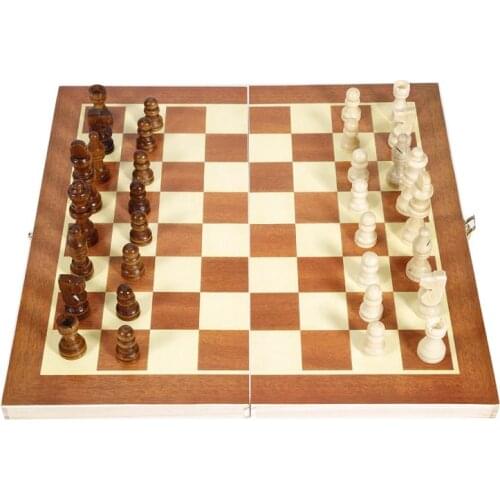 NEW Funny International Chess Mini Wooden Foldable Set Board Game For Trip 34x34cm
