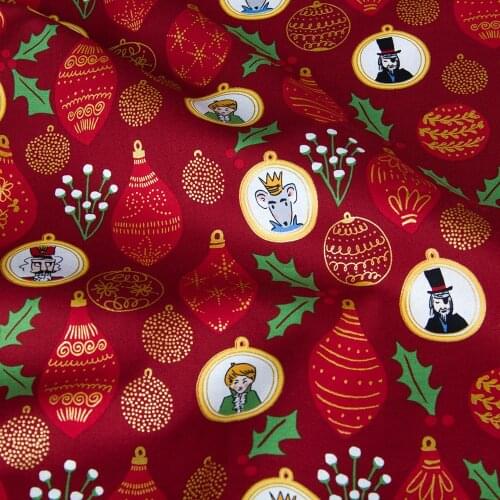 Half-Meter Cotton Fabric Patchwork Quilting Fabric Nutcracker Metallic Ornaments A