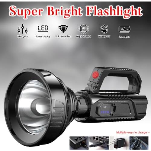 Portable Led Flashlight High power USB Rechargeable Handheld Torch Waterproof Emergency flashlight for Camping Hiking Fishing