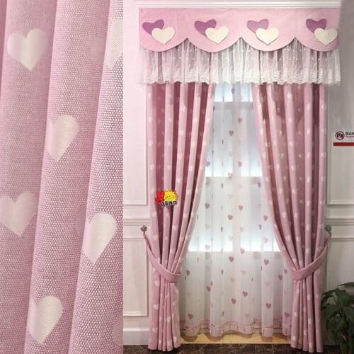 Simple Jacquard Fabric Love Embroidery Blackout Curtain European Tulle Curtains Bedroom Living Room Bay Window Home Decor