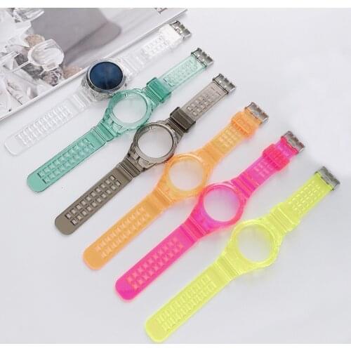 TPU Transparent Shell Strap Wrist Band Watchband Frame Crystal Case For Samsung Galaxy Watch 3 41mm 45mm Wristband Bumper Cover
