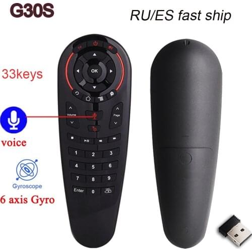G30 Air Mouse Voice Control Remote 2.4G Wireless 33 Keys IR learning Gyro Sensing Smart Remote for Android TV Box X96 Mini H96