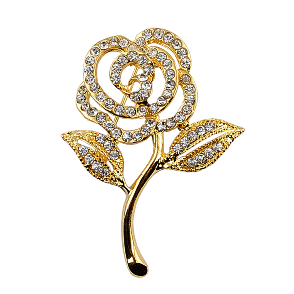 New Arrival Crystal Rose Brooch kc Gold Elegant Brooches & Pins Cute Fashion Jewelry Rhinestone Brooches