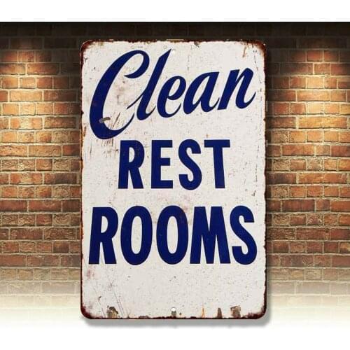 Clean Restrooms Vintage Retro Reproduction Gift 8x12 Metal Sign