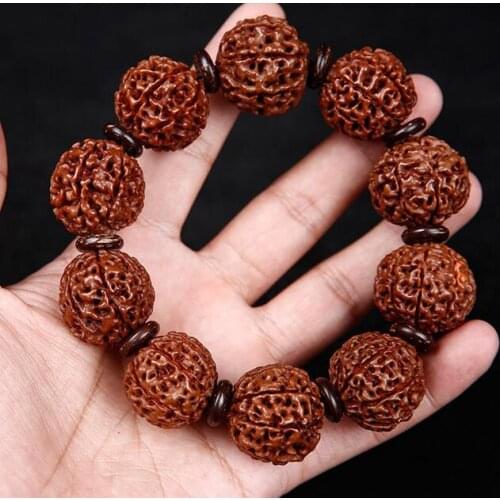 20 mm Six Petal Rudraksha Bodhi seeds Tibetan Buddhism elastic Amulet Bracelet