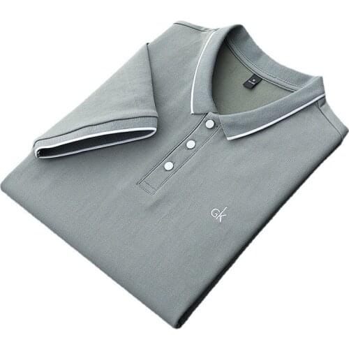 Short Sleeve Shirt Slim-Fit Blouse Trend Mens Clothing 2021 Letter Embroidery Mens Business Polo Shirts Summer Fashion Tops Tee