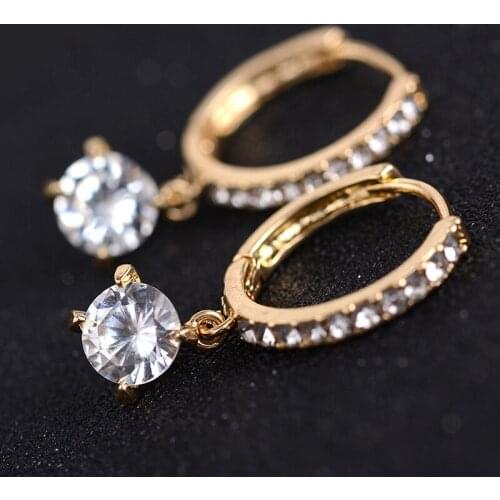 Solid 18K Yellow Gold 0.5CTW 5mm DF Color Moissanite Hoop Earrings for Women Wedding Anniversary Dangle Earrings