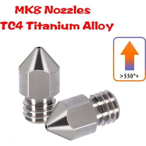 3D Printer TC4 Titanium Alloy MK8 Nozzle Reprap 1.75mm 0.2/0.3/0.4/0.5mm for Ender 3 CR10 Ender 5 Two Trees Bluer Sapphire Pro