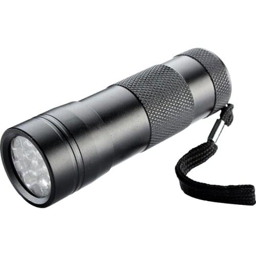 UV Flashlight 395-400nm LED Aluminium Invisible Ink Pet Urine Detector 12 LED UV Purple Violet Flashlight Torch Light 3xAAA