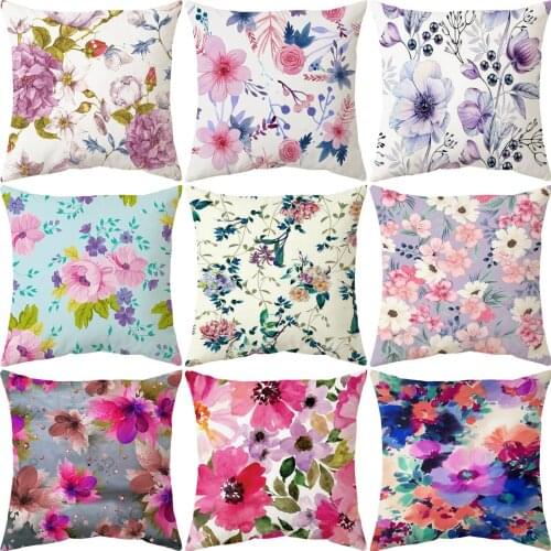 Spring Flowers Cushion Cover Tropical Plant Cushion Case Colorful Rose Flower Throw Pillow Cover For Sofa Floral Pillowcase