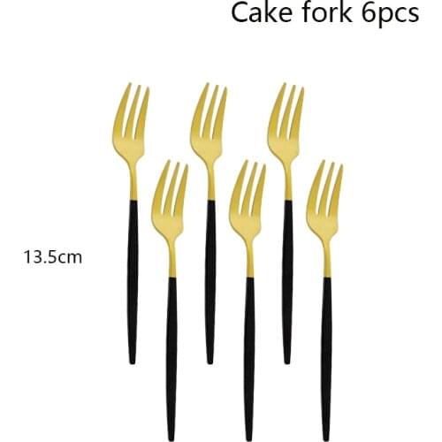 6Pcs Black Gold Cake Forks Stainless Steel Fork Matte Tea Forks Rainbow Small Fork for Fruit Snack Dinnerware Party Utensils