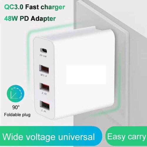 36W USB C Charger Travel wall charge Adapter 4 Ports USB type c Fast Charger Portable For iphone X 11 12