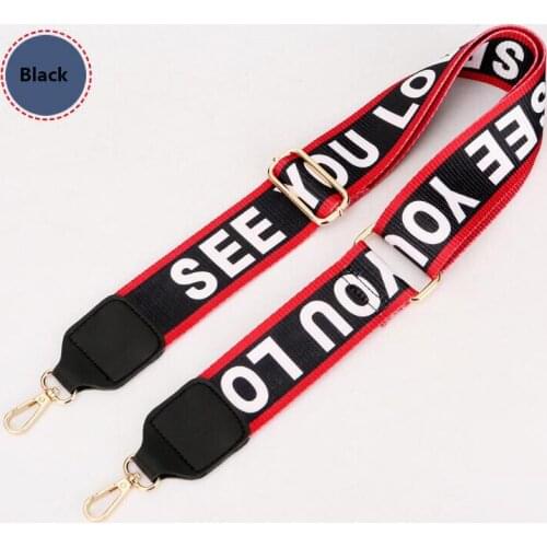 Women Adjustable Shoulder Straps Famous Brand Female Guitar Strap Female Strap Bag Straps Gold Buckle Bag Accessories Black