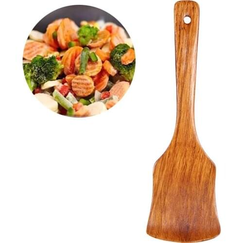 Kapmore 1pc Kitchen Turner Long Handle Nonstick Solid Wood Spatula Cooking Turner Kitchen Supplies Cooking Accessories