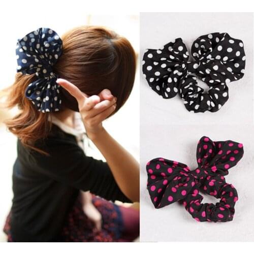 1pc/lot 2021 Hair Accessories Lovely Big Rabbit Ear Bow Headband Ponytail Holder Hair Tie Band Korean Style