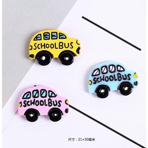 10pcs/lot 21X30mm Resin Schoolbus Flatback Cabochon For DIY Scrapbooking Decorative Craft Accessary